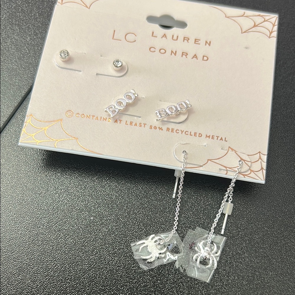 LC Lauren Conrad Silver Halloween Earrings Set - Picture 2 of 3